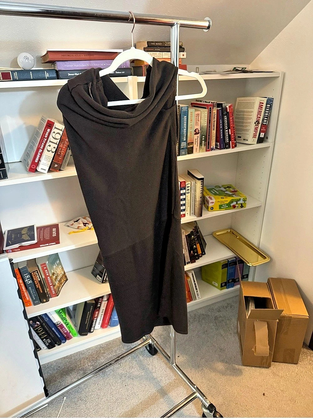 STAUD Mabel Dress Draped Mini Dress in Brown